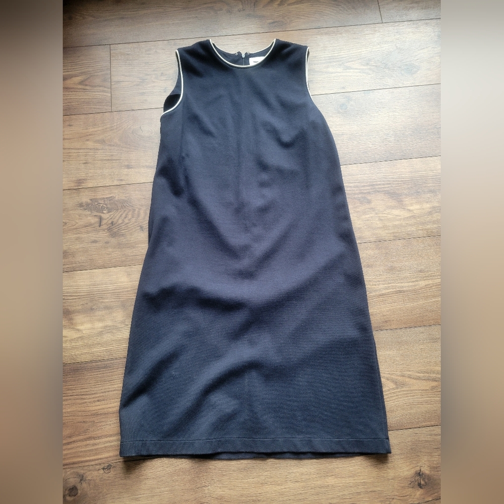 Liz Claiborne Tank Jersey Black With White Trim Shift Sport Dress Large - Picture 2 of 6